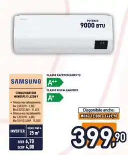 Unieuro Samsung Condizionatore Monosplit Luzon 9 offerta