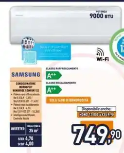 Unieuro Samsung Condizionatore Monosplit WindFree Comfort S2 offerta