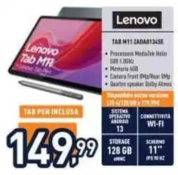 Unieuro Lenovo Tab M11 offerta