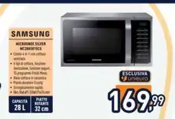 Unieuro SAMSUNG MICROONDE SILVER MC28H5015CS offerta
