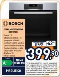 Unieuro BOSCH FORNO MULTIFUNZIONE HBA171B53 offerta