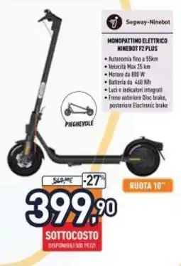Unieuro MONOPATTINO ELETTRICO NINEBOT F2 PLUS offerta