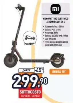 Unieuro Monopattino Elettrico Xiaomi Scooter 4 offerta