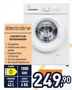 Unieuro Electroline Lavatrice Slim WRTHDWM60WH offerta