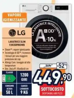 Unieuro LG LAVATRICE SLIM F2R3HS9NSWB offerta