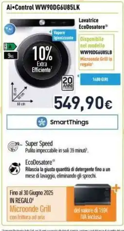 Unieuro Ai Control WW90DG6U85LK offerta