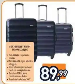 Unieuro SET 3 TROLLEY RIGIDI TRIOA9123BLUE offerta
