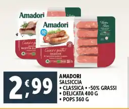 Deco Supermercati Amadori salsiccia classica -50% grassi offerta