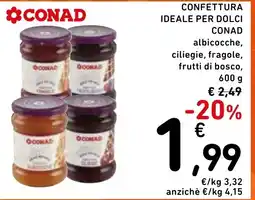 Spazio Conad Confettura ideale per dolci conad albicocche, ciliegie, fragole, frutti di bosco, offerta