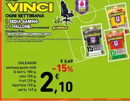 Spazio Conad Goleador ooolaaa gusto milk & berry cola fruit liquirizia party offerta