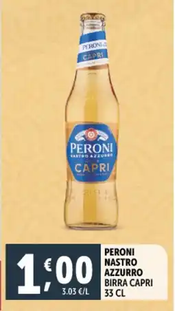 Deco Supermercati Peroni nastro azzurro birra capri offerta