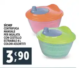 Sìchef centrifuga manuale per insalata con cestello estraibile