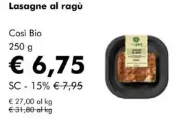 NaturaSì Lasagne al ragù così bio offerta