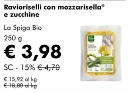 NaturaSì Ravioriselli con mozzarisella e zucchine La Spiga Bio offerta