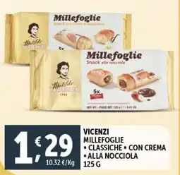 Deco Supermercati Vicenzi millefoglie classiche con crema alla nocciola offerta