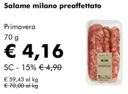 NaturaSì Salame milano preaffettato Primavera offerta