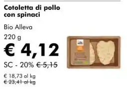 NaturaSì Cotoletta di pollo con spinaci Bio Alleva offerta