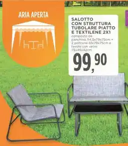 SALOTTO CON STRUTTURA TUBOLARE PIATTO E TEXTILENE 2X1