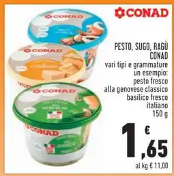 Conad PESTO, SUGO, RAGÙ CONAD offerta