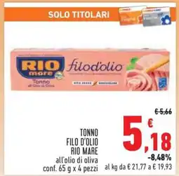 Conad Tonno Filo d’Olio Rio Mare offerta