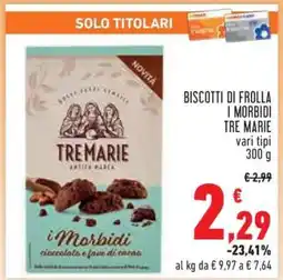 Conad BISCOTTI DI FROLLA I MORBIDI TRE MARIE offerta