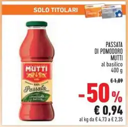 Conad PASSATA DI POMODORO MUTTI offerta