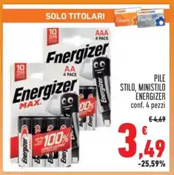 Conad Pile Stilo, Ministilo Energizer offerta