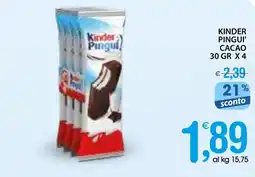 Qui Discount Kinder pingui' cacao offerta