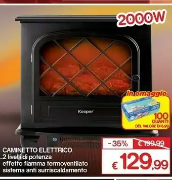 Caminetto elettrico 2 livelli di potenza