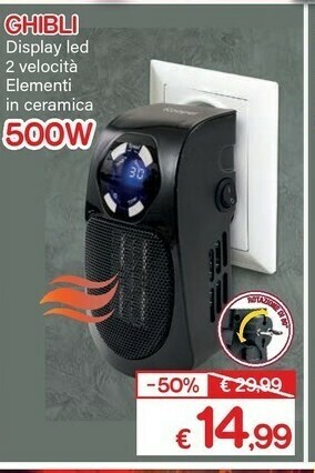Ghibli display led 2 velocita elementi in ceramica 500w