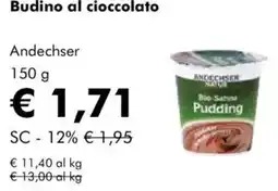 NaturaSì Budino al cioccolato Andechser offerta