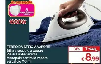 Satur Ferro da stiro a vapore 1600w offerta