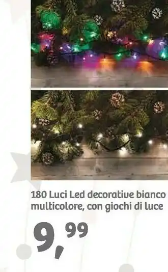 180 luci led decorative bianco o multicolore, con giochi di luce