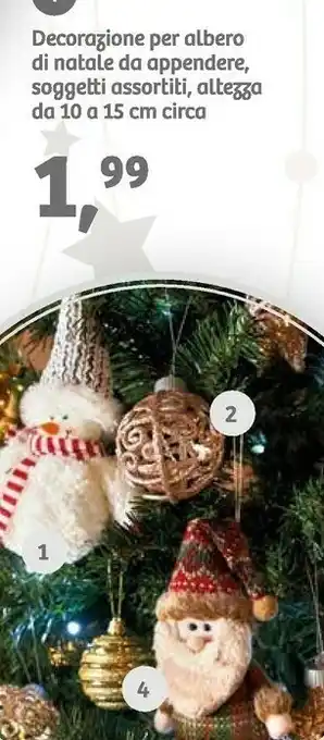 In'S Mercato Decorazione per albero di natale da appendere, soggetti assortiti, altegza offerta