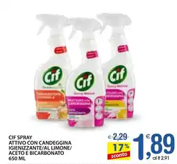 Qui Discount Cif spray attivo con candeggina igienizzante/al limone/ aceto e bicarbonato offerta