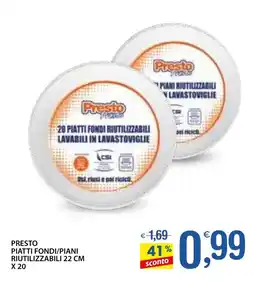 Qui Discount Presto piatti fondi/piani riutilizzabili 22 cm offerta