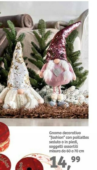 Gnomo decorativo fashion con paillettes seduto