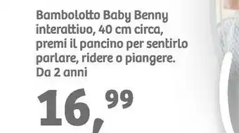 Bambolotto baby benny 40 cm circa
