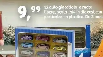 12 auto giocattolo a ruote libere, scalo 1 64 in die cast con particolari in plastica da 3 anni