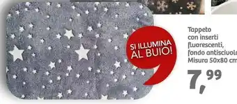 Tappeto con inserti fluorescenti, fondo antisciuolo misura 50x80 cm