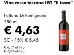 NaturaSì Vino rosso toscano IGT "il tosco" Fattoria Di Romignano offerta