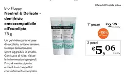 Bio happy neutral & delicate - dentifricio omeocompatibile all'eucalipto 2 pezzi