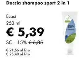 NaturaSì Doccia shampoo sport 2 in 1 ecosì offerta