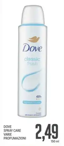 Supermercati Piccolo Dove spray care varie profumazioni offerta