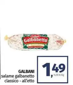 Pam GALBANI salame galbanetto classico all'etto offerta