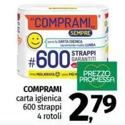 Pam COMPRAMI carta igienica 600 strappi 4 rotoli offerta