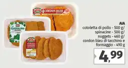 Pam AIA cotoletta di pollo spinacine/nuggets/cordon bleu di tacchino e formaggio offerta