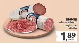 Pam NEGRONI salame milano/ ungherese all'etto offerta