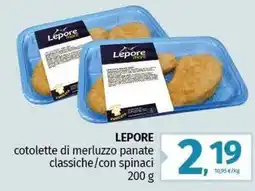 Pam LEPORE cotolette di merluzzo panate offerta