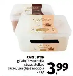 Pam CARTE D'OR gelato in vaschetta stracciatella e cacao/vaniglia e nocciola offerta